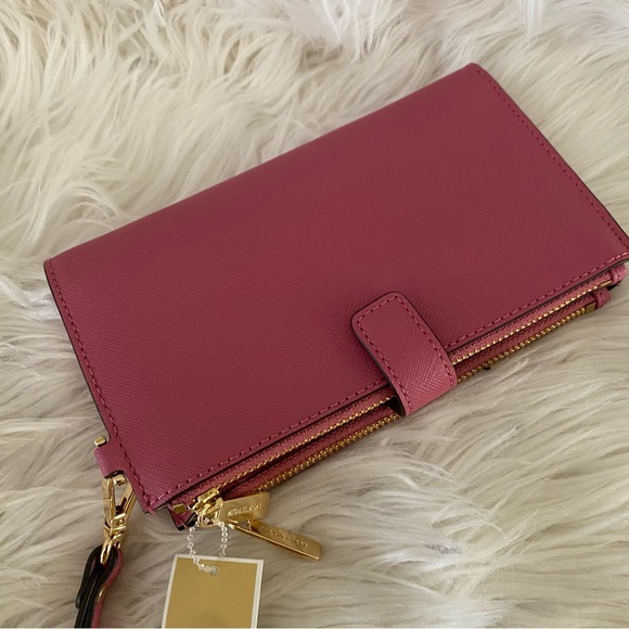 New Michael Kors jet set travel double zipper wallet wristlet - Picture 9 of 13